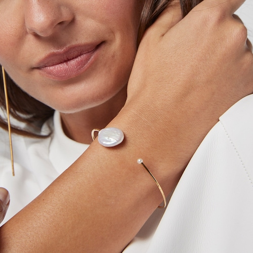 Silver Vermeil Nenufar petal Bracelet with Pearls