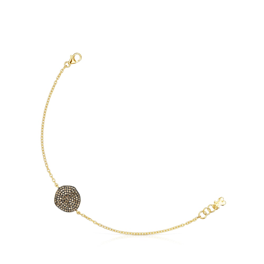 Pulsera con baño de oro 18 kt sobre plata y diamantes Nenufar image number 0