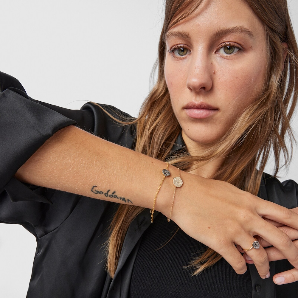 Pulsera con ba&ntilde;o de oro 18 kt sobre plata y diamantes Nenufar