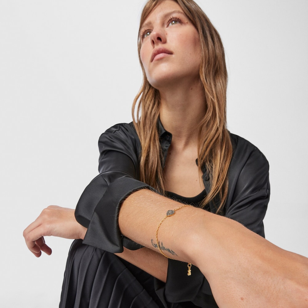 Pulsera con ba&ntilde;o de oro 18 kt sobre plata y diamantes Nenufar