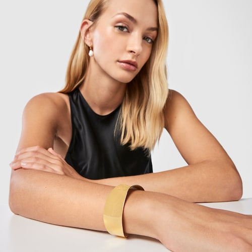 Pulsera estrecha con baño de oro 18 kt sobre plata Nenufar
