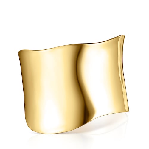 Pulsera ancha Nenufar con ba&ntilde;o de oro 18 kt sobre plata