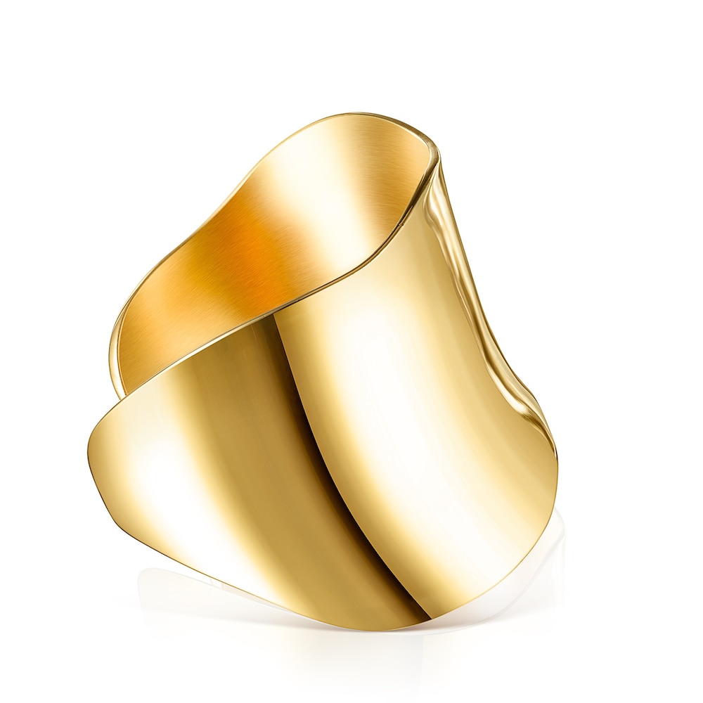 Pulsera ancha Nenufar con ba&ntilde;o de oro 18 kt sobre plata