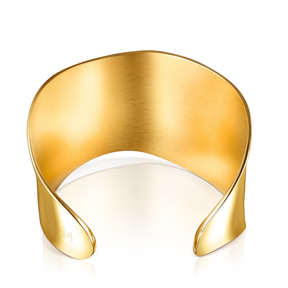 Pulsera ancha Nenufar con ba&ntilde;o de oro 18 kt sobre plata