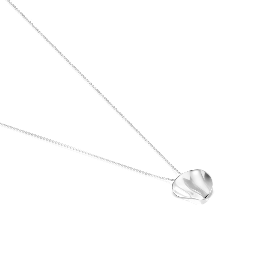 Silver Nenufar petal Necklace image number 2