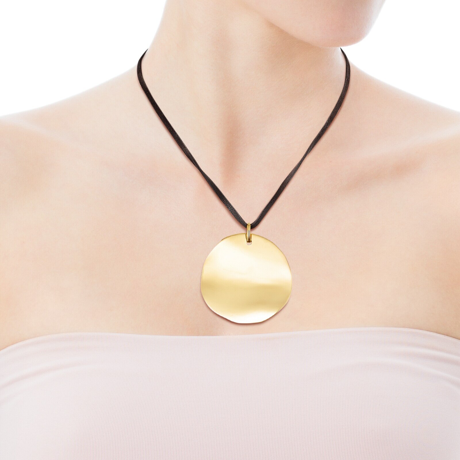 Silver Vermeil Nenufar petal Necklace with brown Cord