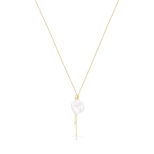 Collar pétalo con baño de oro 18 kt sobre plata y perla Nenufar