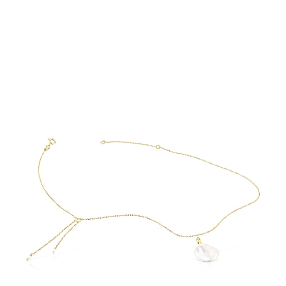 Collar pétalo con baño de oro 18 kt sobre plata y perla Nenufar image number 5
