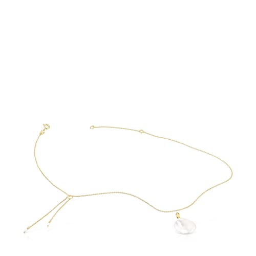 Collar pétalo con baño de oro 18 kt sobre plata y perla Nenufar