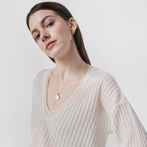 Collar pétalo con baño de oro 18 kt sobre plata y perla Nenufar