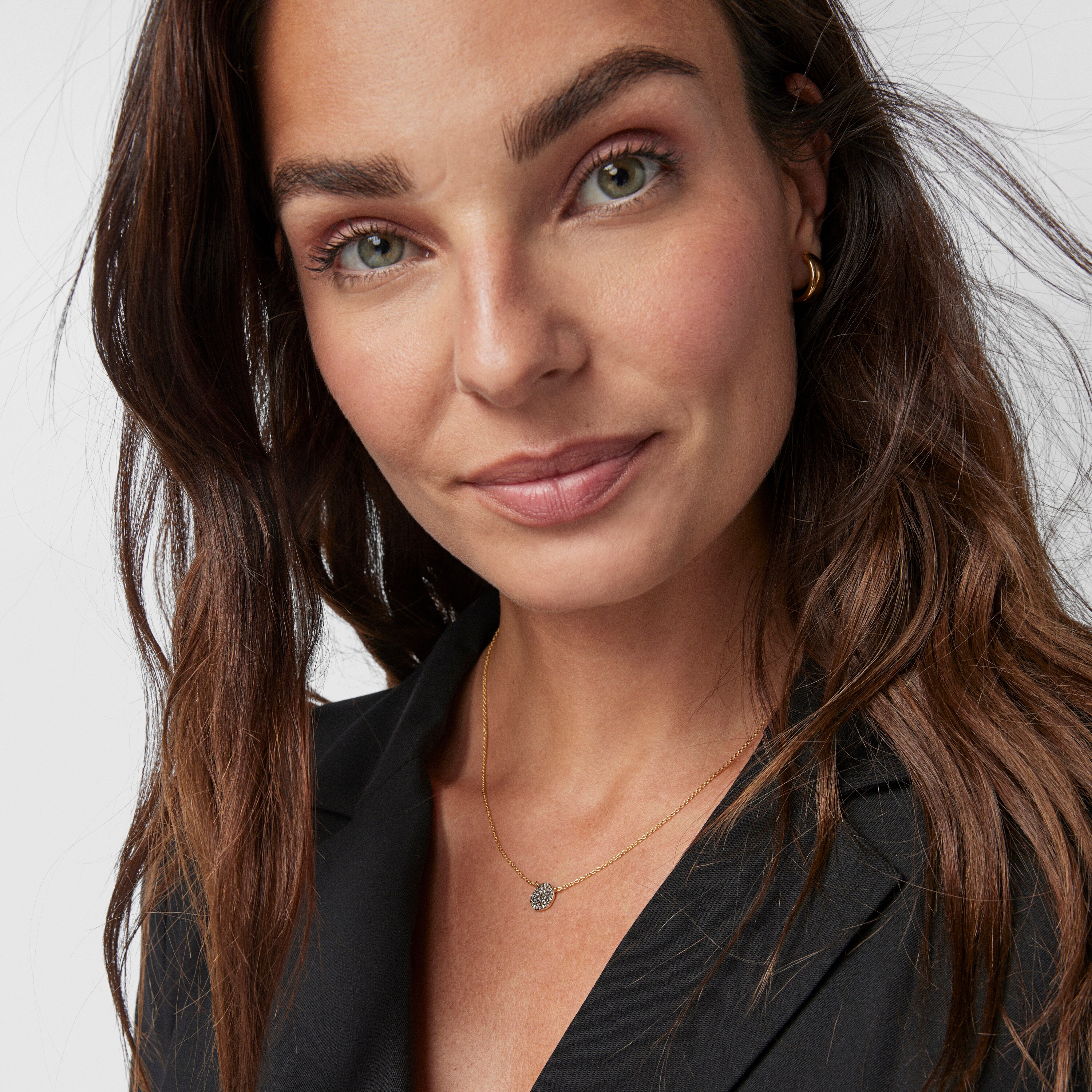 18K gold vermeil Nenufar Necklace with Diamonds