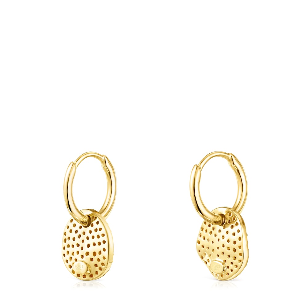 Short 18K Solid Gold Nenufar Earrings with Diamonds