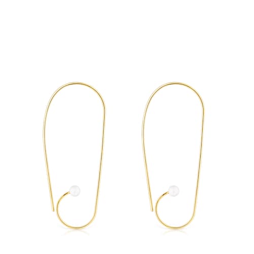 Boucles d&rsquo;oreilles Nenufar longues en Argent vermeil et Perles