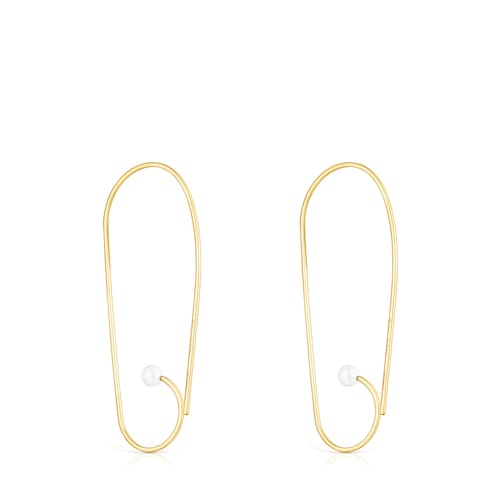 Boucles d&rsquo;oreilles Nenufar longues en Argent vermeil et Perles