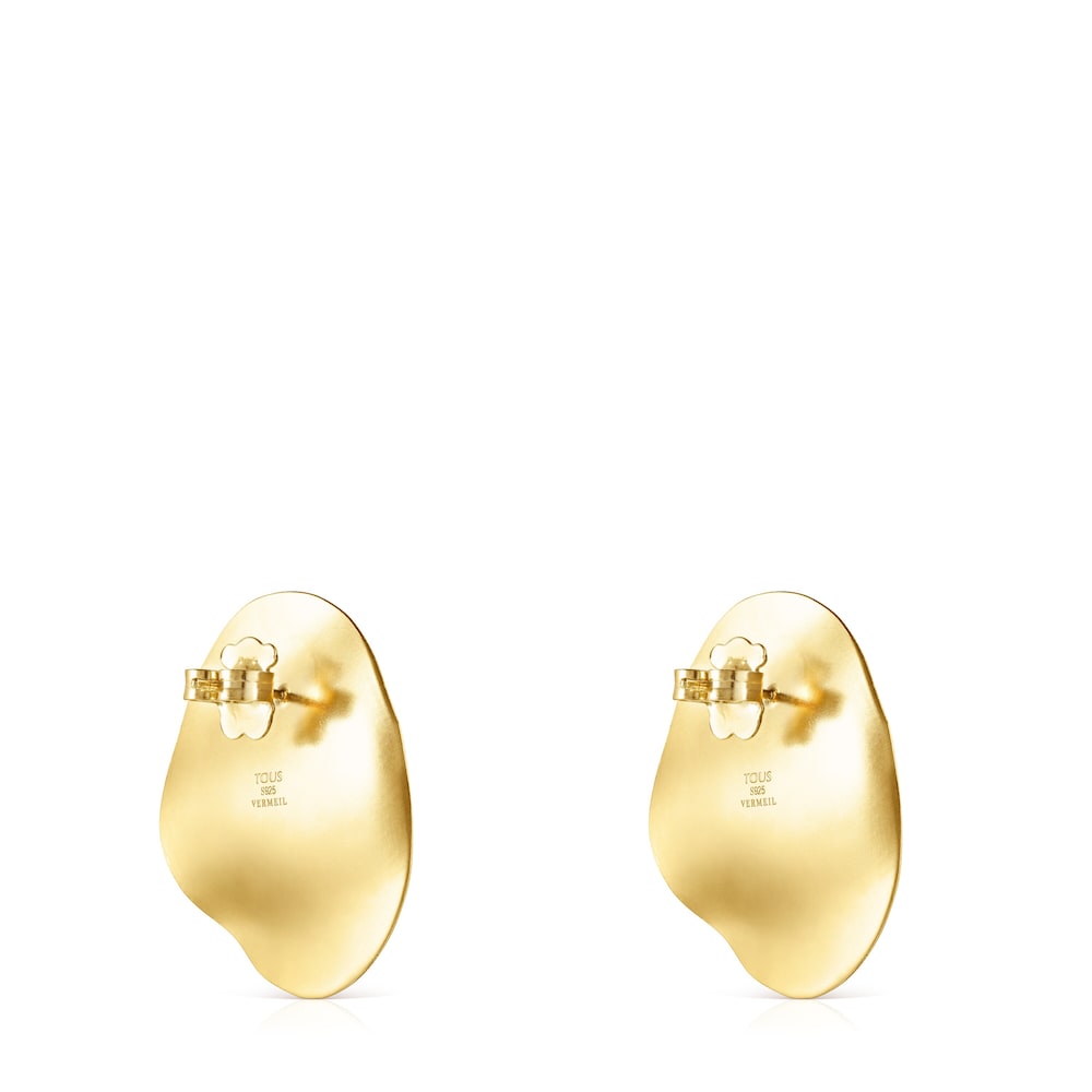 Small Silver Vermeil Nenufar petal Earrings image number 2