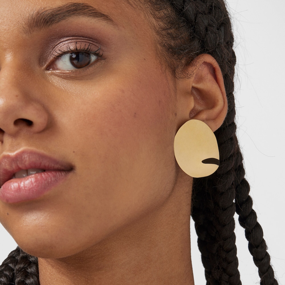 Small Silver Vermeil Nenufar petal Earrings image number 6
