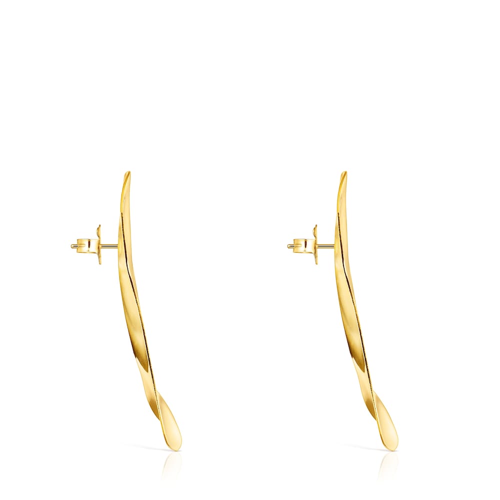 Pendientes pétalo grande con baño de oro 18 kt sobre plata Nenufar Pendientes pétalo grande con baño de oro 18 kt sobre plata Nenufar