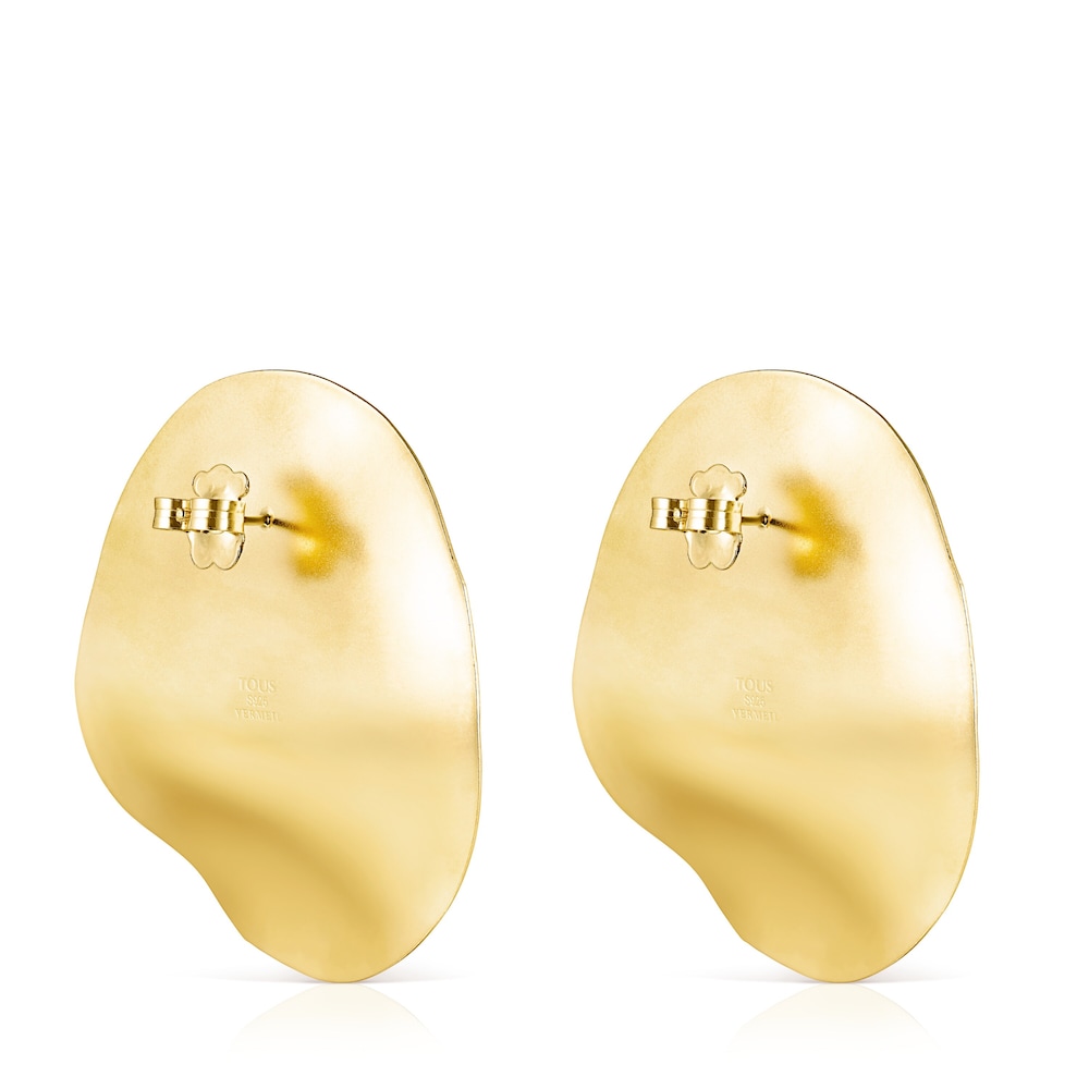 Pendientes pétalo grande con baño de oro 18 kt sobre plata Nenufar Pendientes pétalo grande con baño de oro 18 kt sobre plata Nenufar
