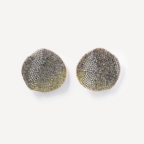 Aretes peque&ntilde;os ATELIER Nenufar de oro y diamantes amarillos