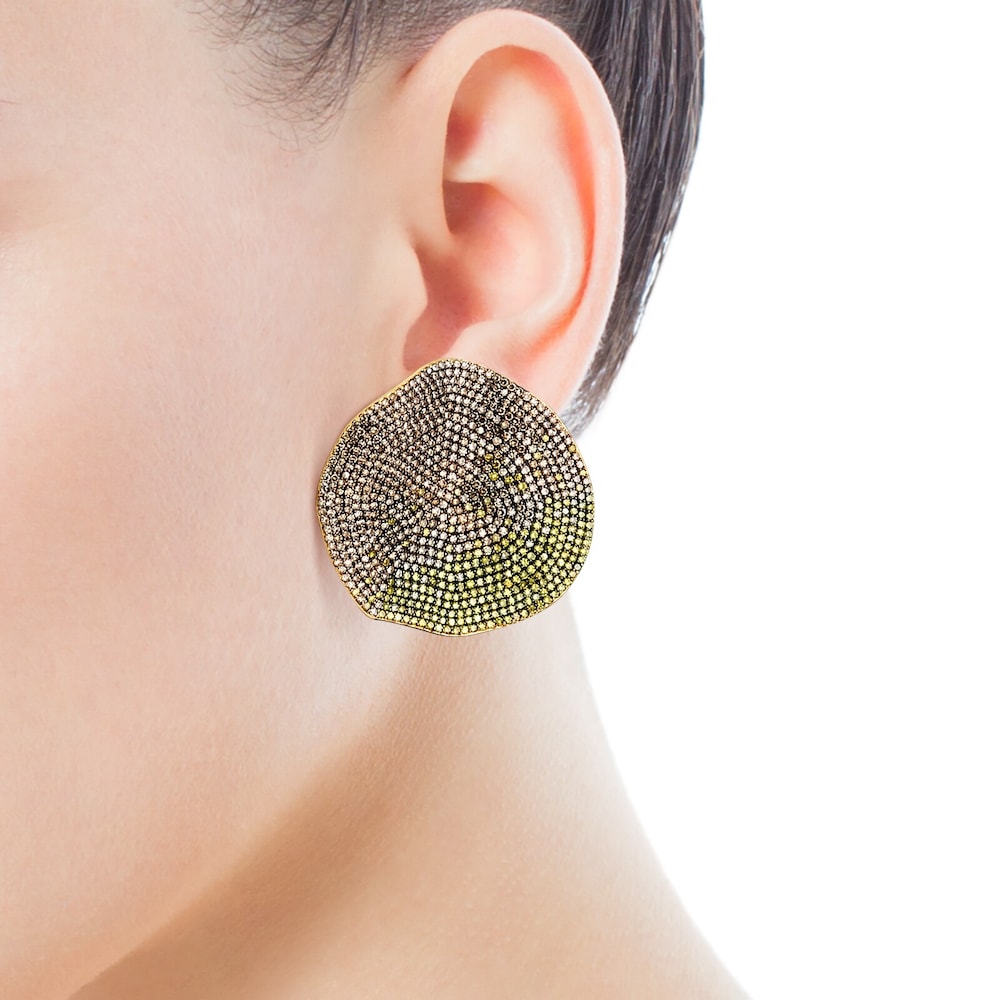 Large gold Earrings with yellow diamonds TOUS ATELIER Nenufar