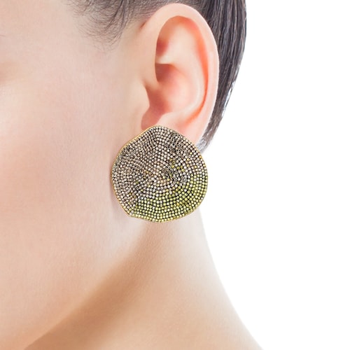 Large gold Earrings with yellow diamonds TOUS ATELIER Nenufar