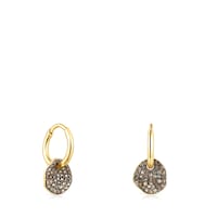 Pendientes cortos con baño de oro 18 kt sobre plata y diamantes Nenufar