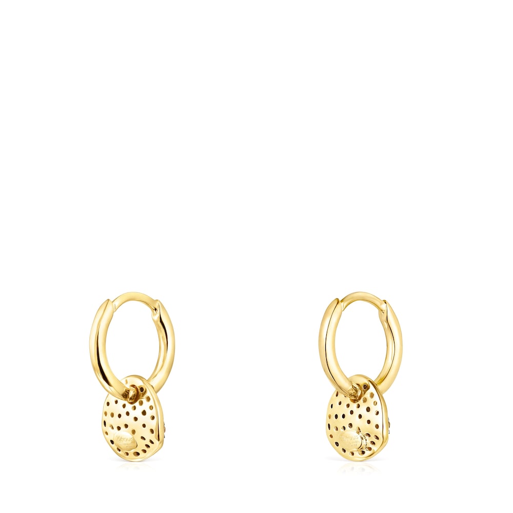 Short 18K gold vermeil Nenufar Earrings with Diamonds