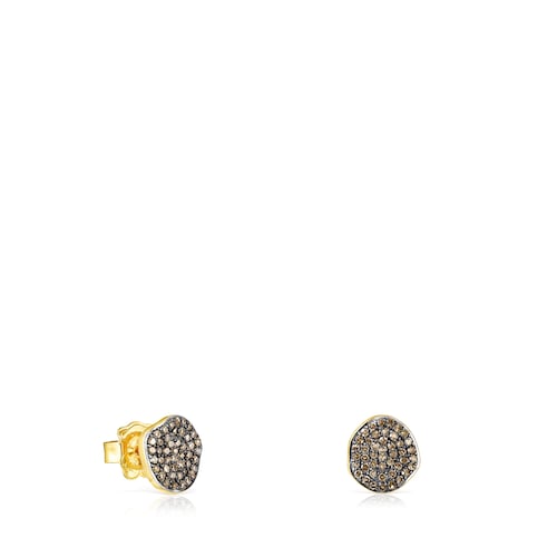 Small 18K gold vermeil Nenufar Earrings with Diamonds