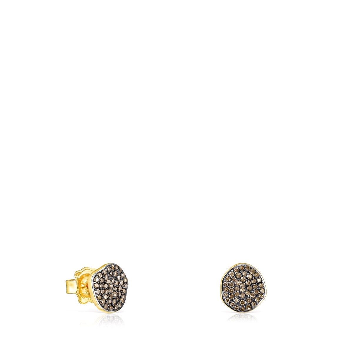 Small Silver Vermeil Nenufar Earrings with Diamonds