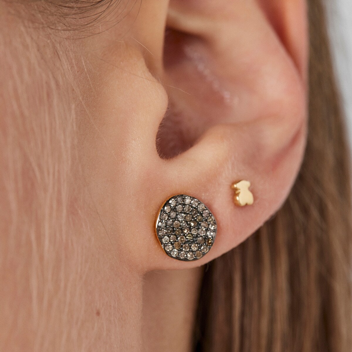 Small Silver Vermeil Nenufar Earrings with Diamonds