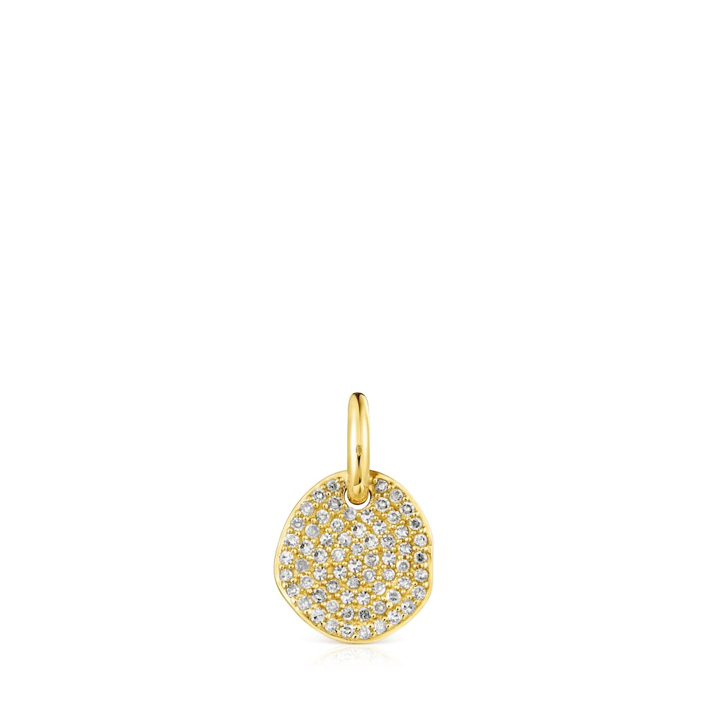 Small 18K Solid Gold Nenufar Pendant with Diamonds