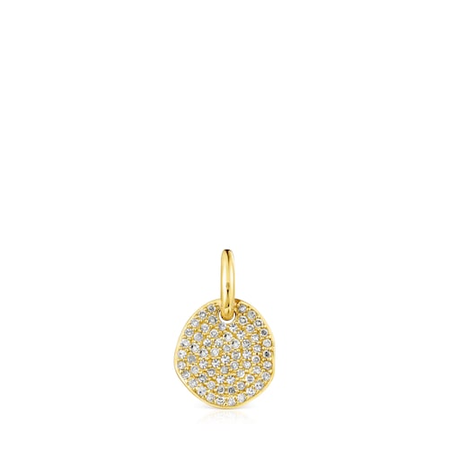 Small 18K Solid Gold Nenufar Pendant with Diamonds