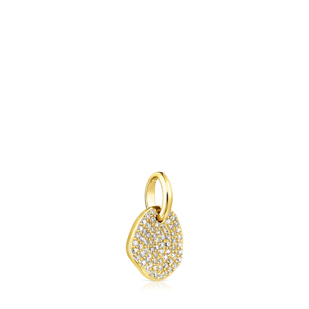 Small 18K Solid Gold Nenufar Pendant with Diamonds
