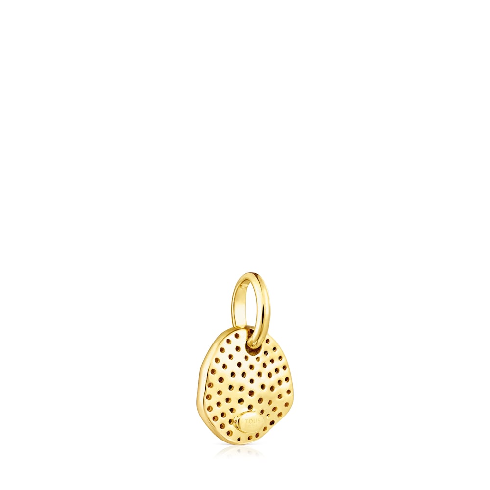 Small 18K Solid Gold Nenufar Pendant with Diamonds