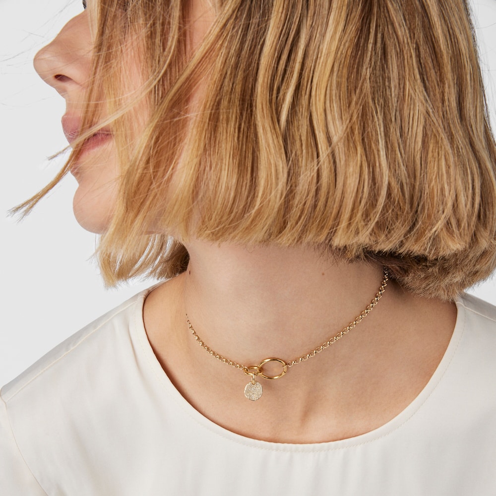 Small 18K Solid Gold Nenufar Pendant with Diamonds