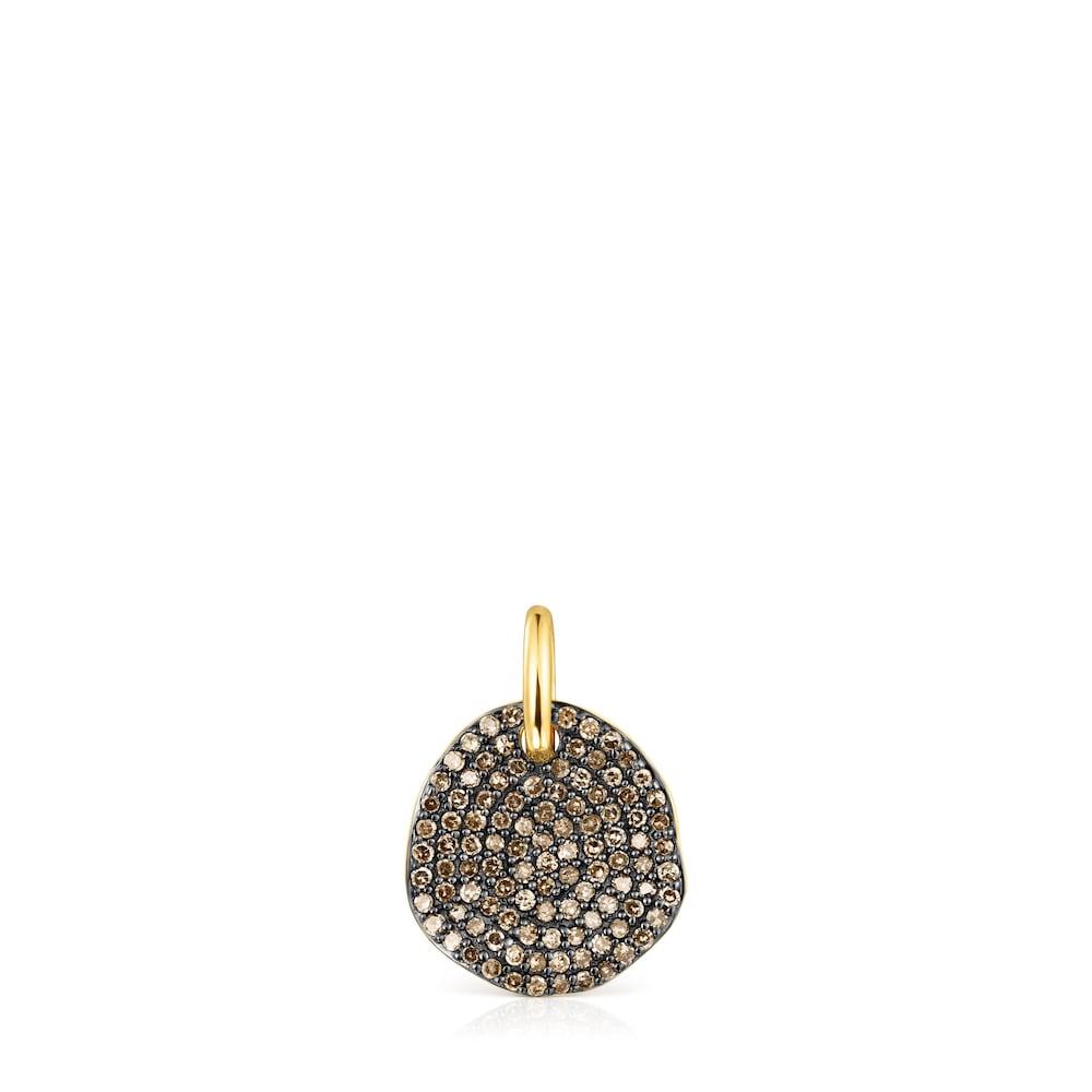 Colgante pequeño con baño de oro 18 kt sobre plata y diamantes Nenufar image number 0