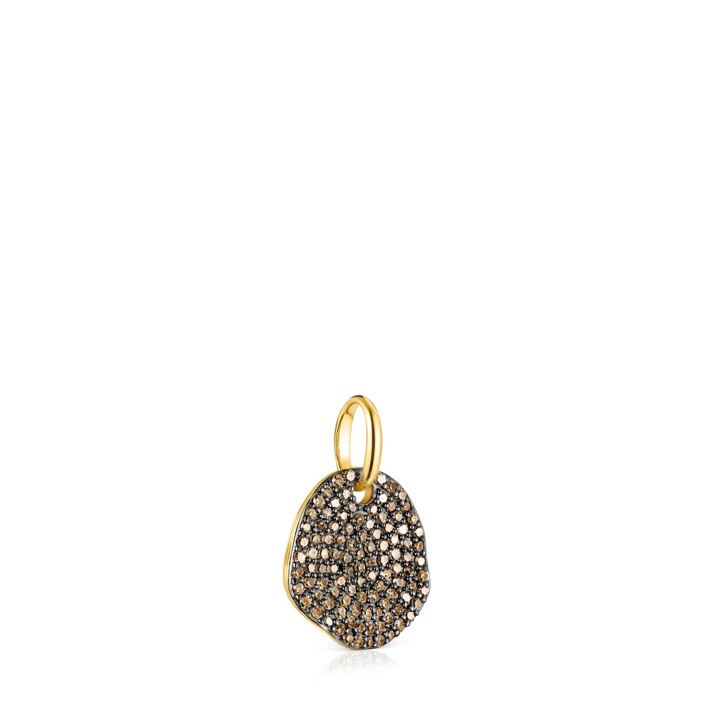 Colgante pequeño con baño de oro 18 kt sobre plata y diamantes Nenufar image number 1