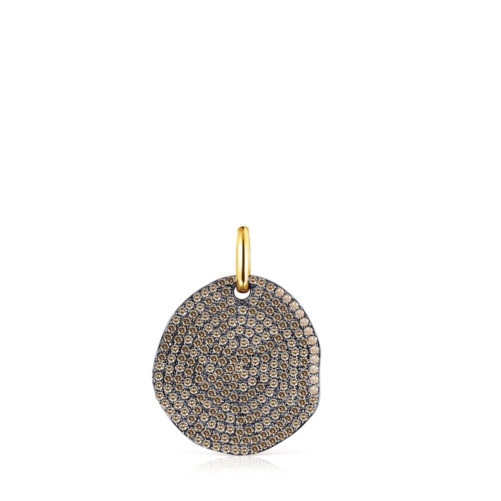 Large Silver Vermeil Nenufar Pendant with Diamonds Large Silver Vermeil Nenufar Pendant with Diamonds
