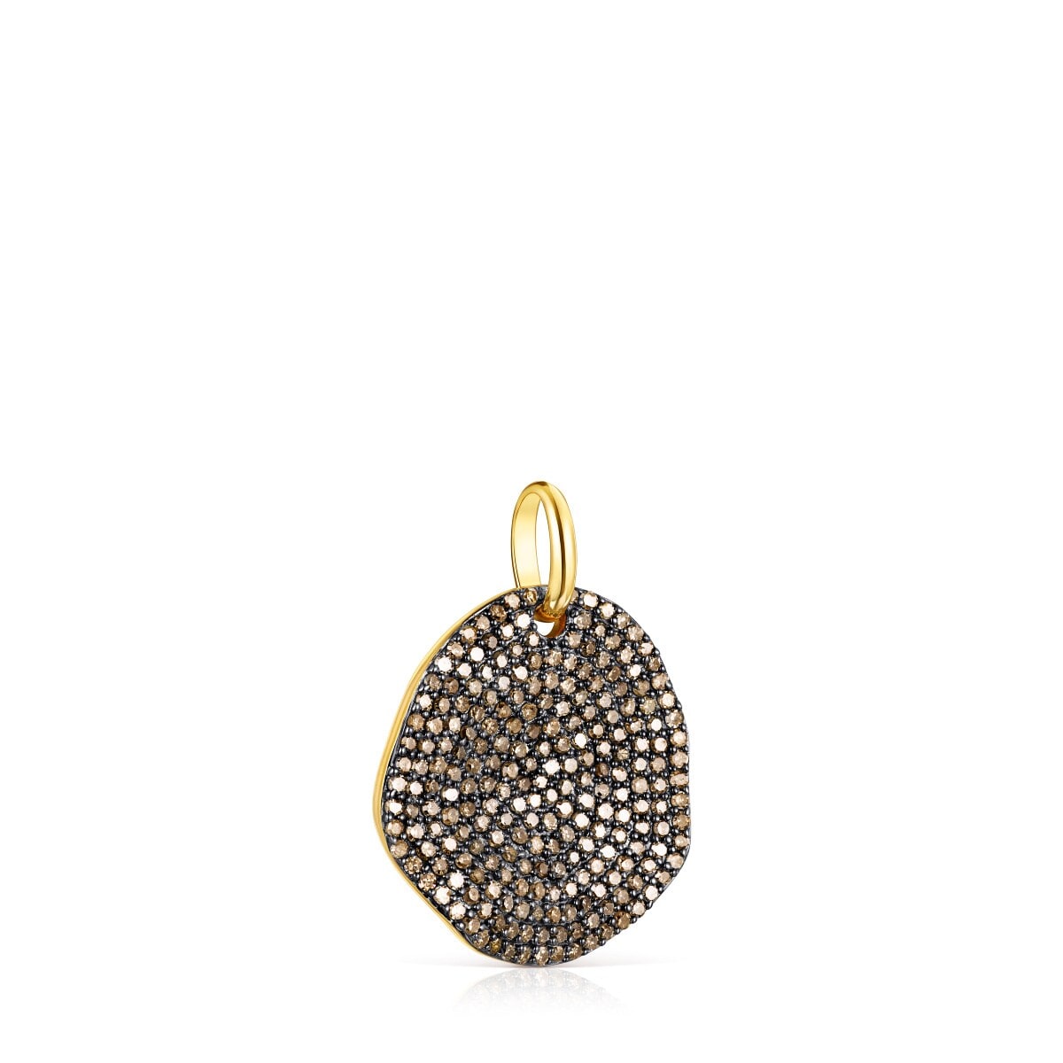 Large Silver Vermeil Nenufar Pendant with Diamonds