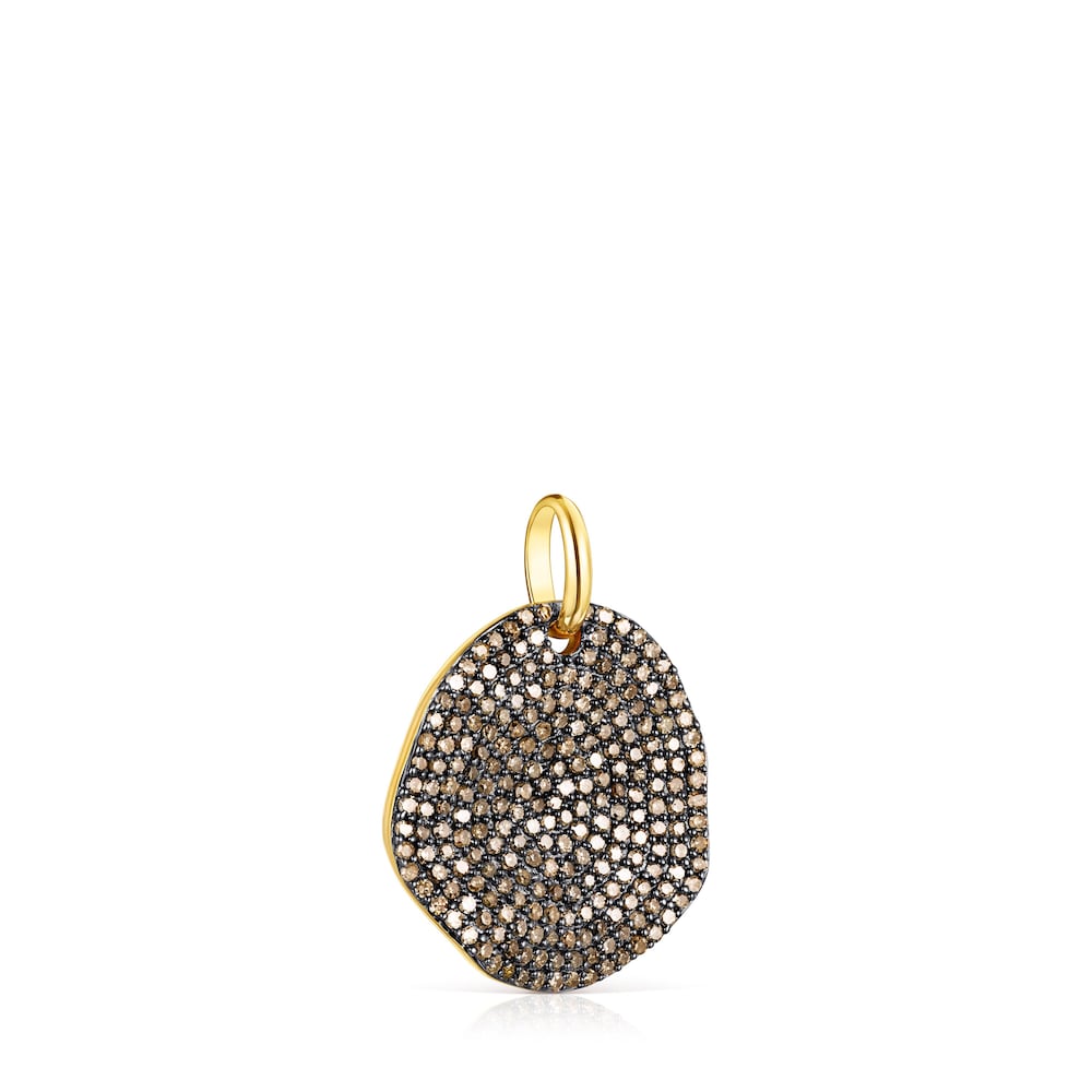 Large Silver Vermeil Nenufar Pendant with Diamonds Large Silver Vermeil Nenufar Pendant with Diamonds