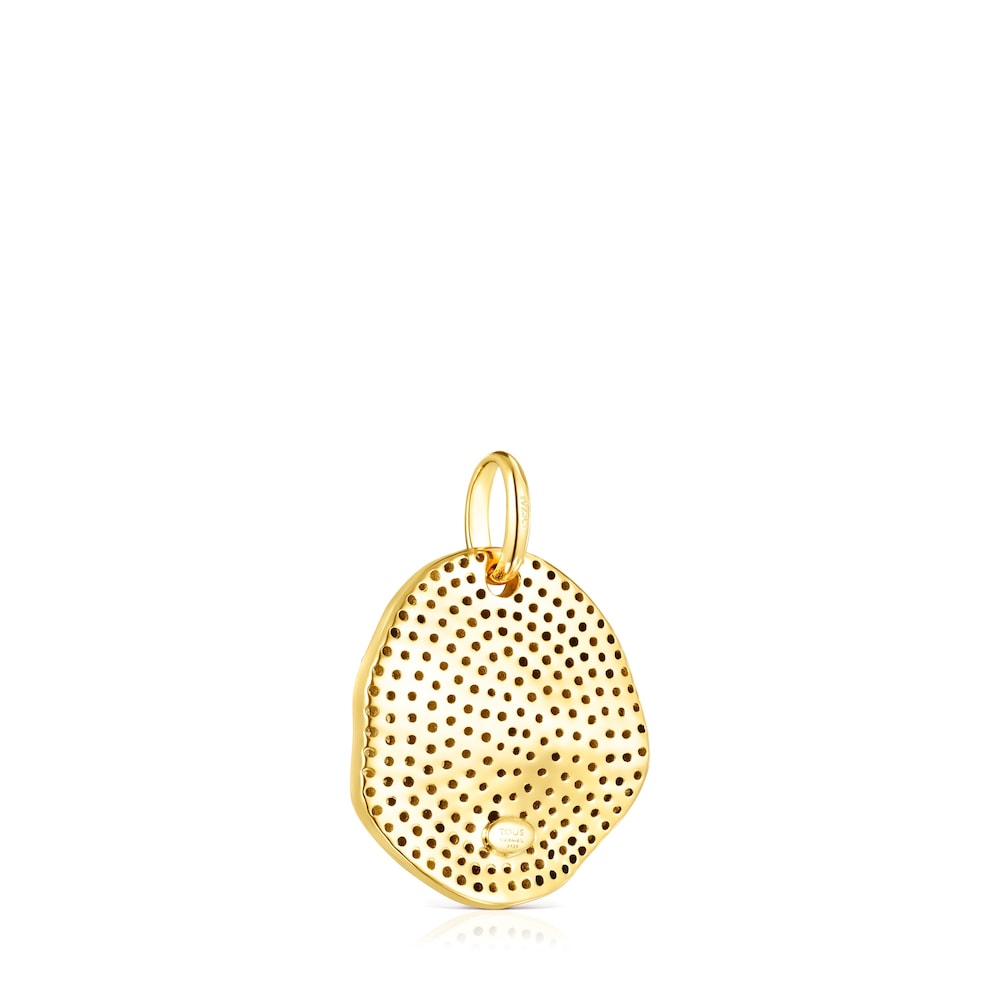 Large Silver Vermeil Nenufar Pendant with Diamonds