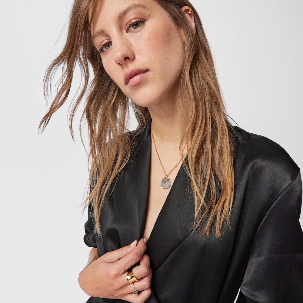 Large 18K gold vermeil Nenufar Pendant with Diamonds