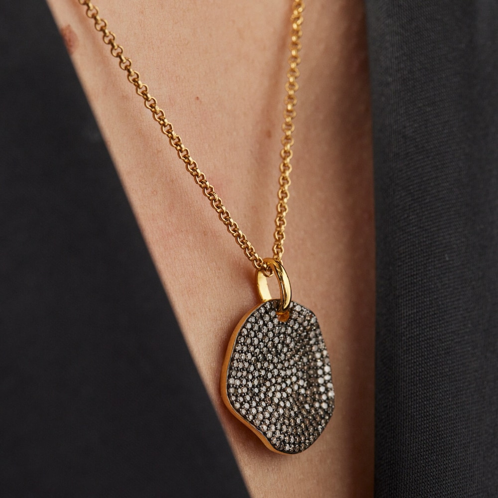 Large Silver Vermeil Nenufar Pendant with Diamonds Large Silver Vermeil Nenufar Pendant with Diamonds