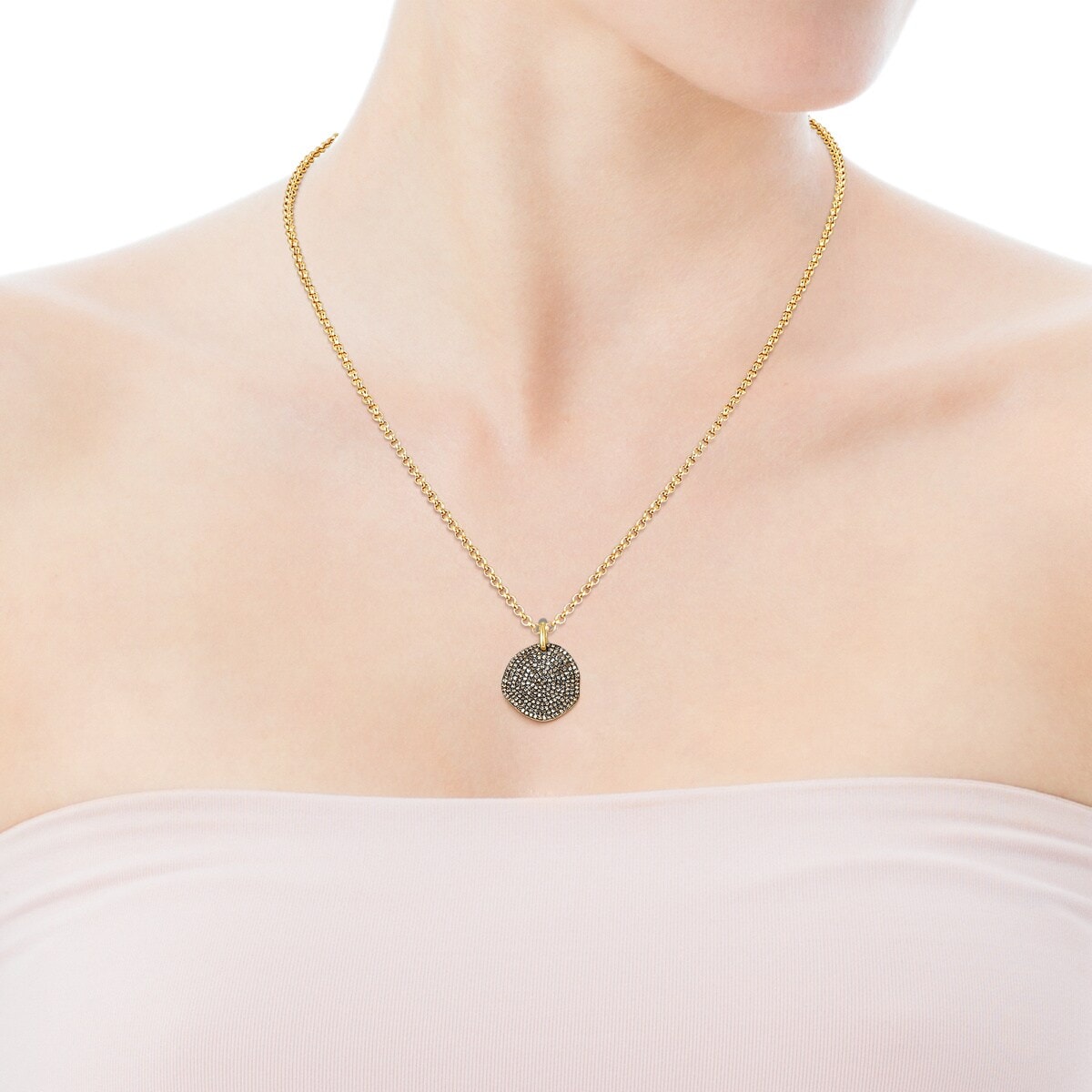 Large Silver Vermeil Nenufar Pendant with Diamonds