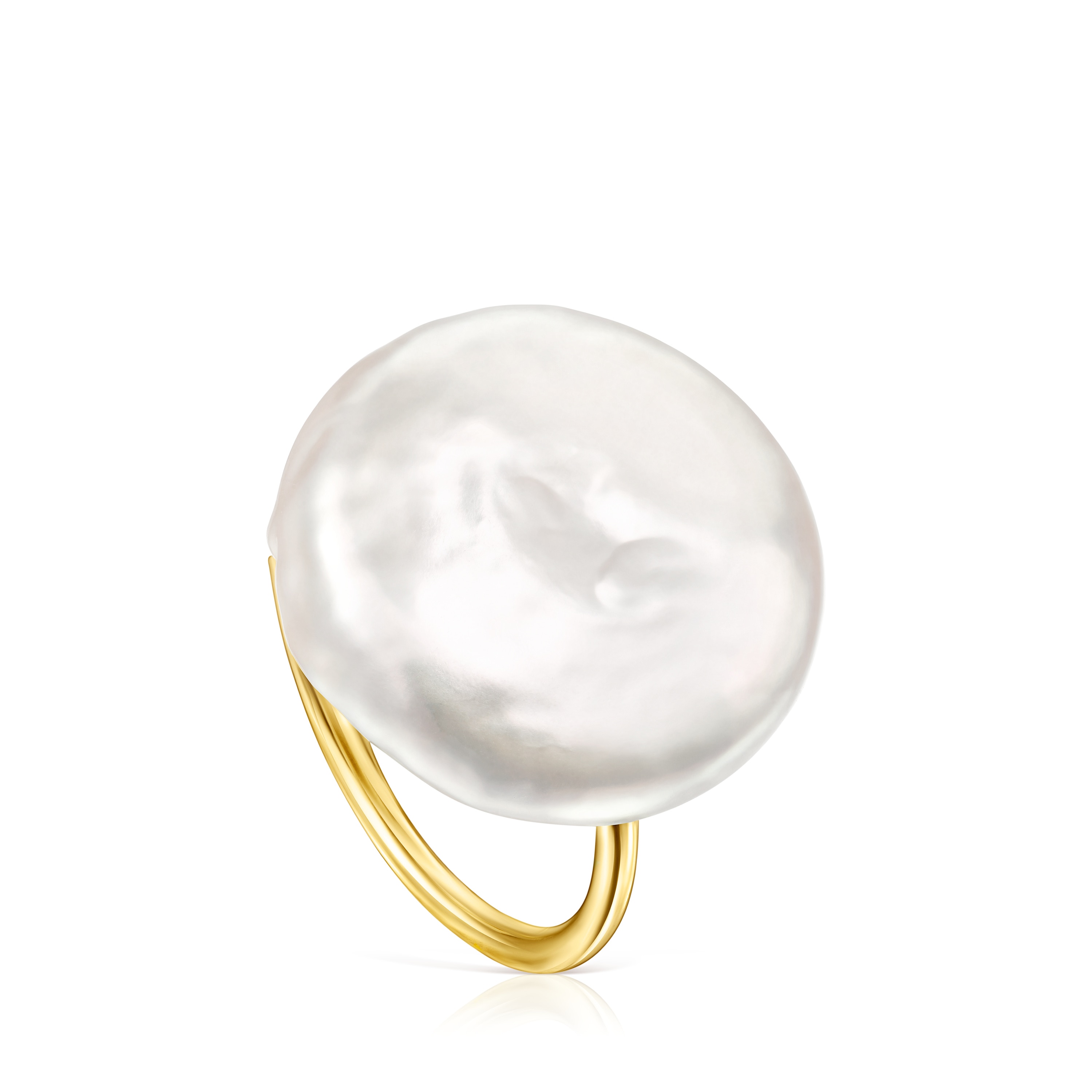 Silver Vermeil Nenufar petal Ring with Pearl