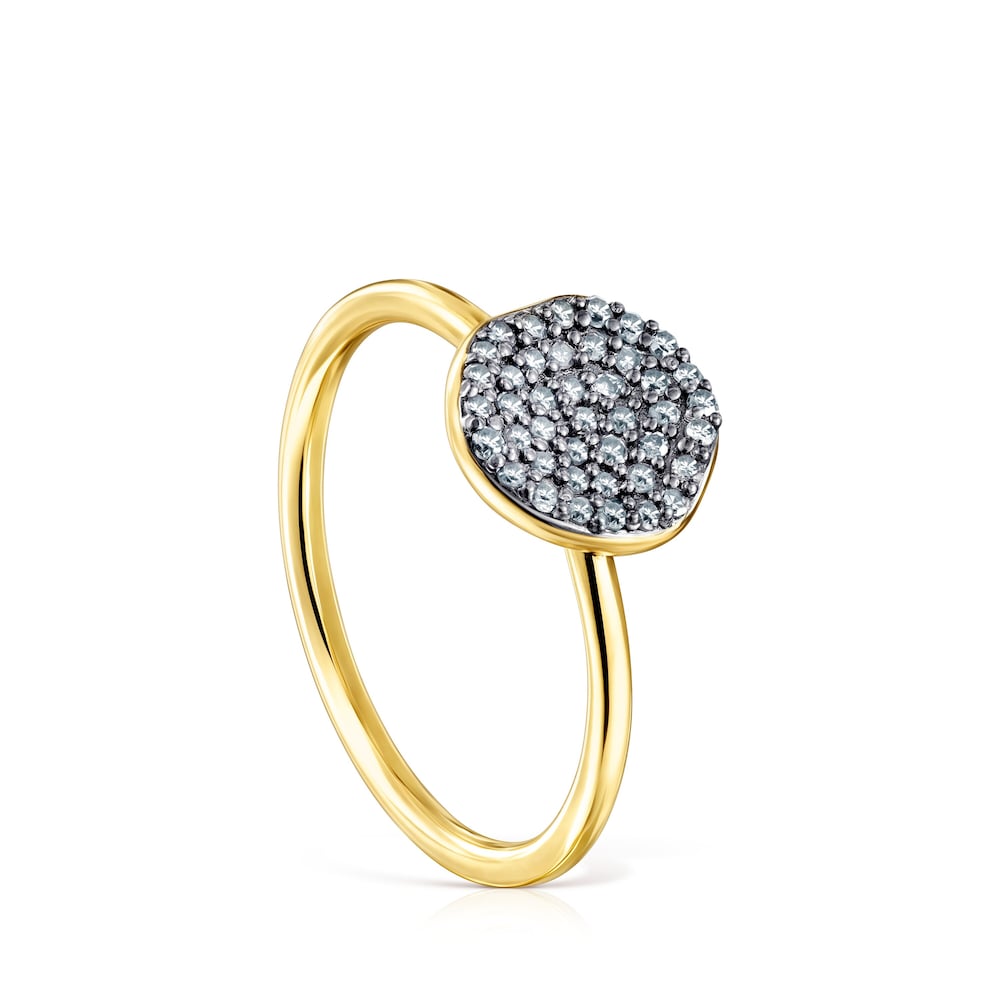 Anillo peque&ntilde;o de plata vermeil y diamantes Nenufar