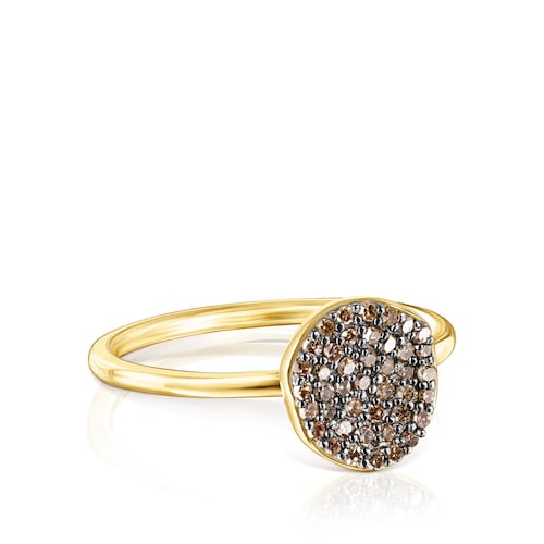 Anillo pequeño de plata vermeil y diamantes Nenufar