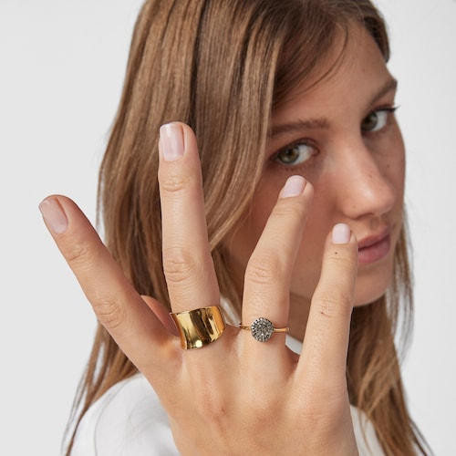 Anillo pequeño de plata vermeil y diamantes Nenufar