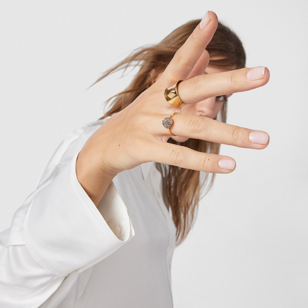 Anillo peque&ntilde;o de plata vermeil y diamantes Nenufar