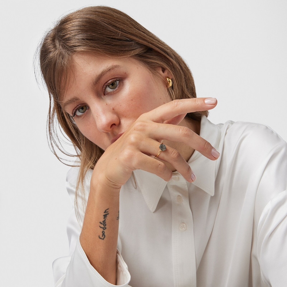 Anillo peque&ntilde;o de plata vermeil y diamantes Nenufar
